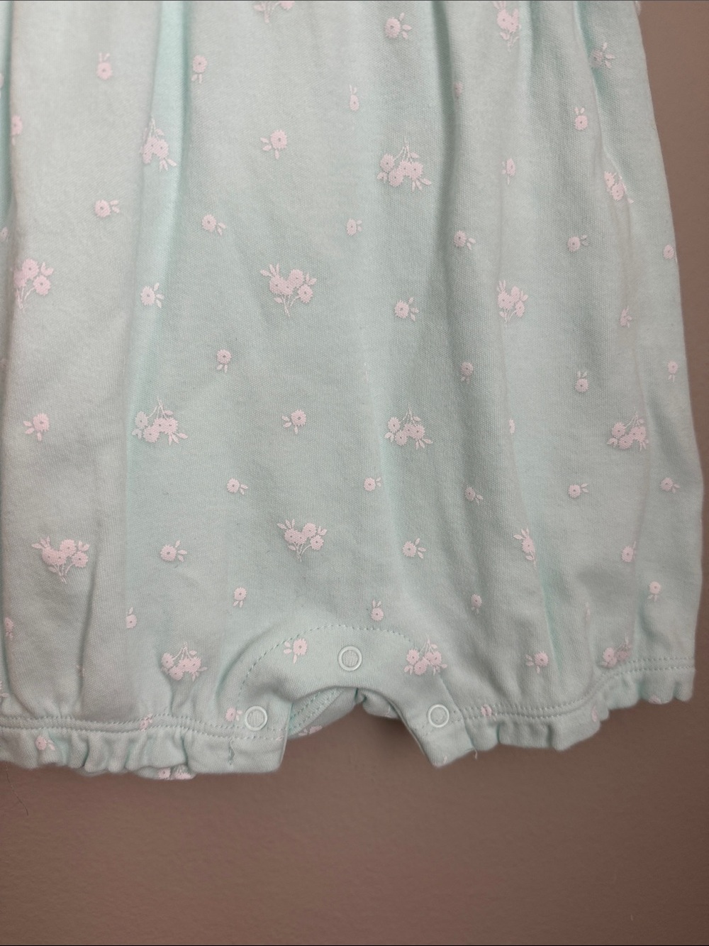 TRES BEAU ET BELLE Baby Girl Mint Peter Pan Collar Romper Size 6-9 Months - Picture 4 of 7